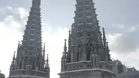Gothic style cathedral in the winter. Saint Nicolas church in Kyiv, Ukraine. Stock Footage 171476949