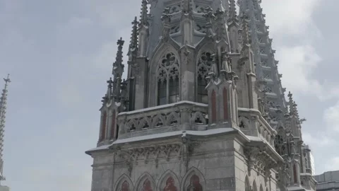Gothic style cathedral in the winter. Saint Nicolas church in Kyiv, Ukraine. Stock-Footage 171476958