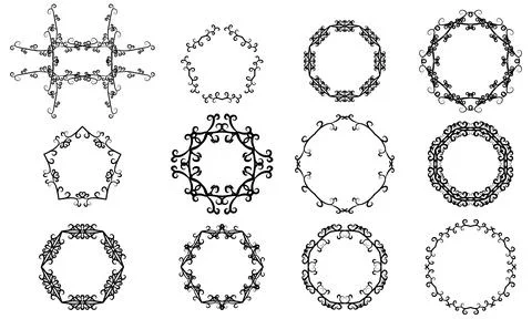 Gothic-style frame 12 set Stock Illustration