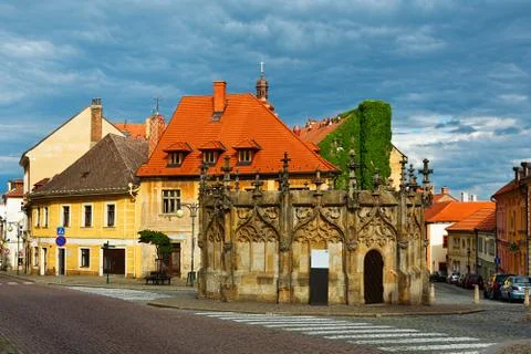 Gothic style main well on tower square in Kutna Hora, Czech Republic Stock Photos