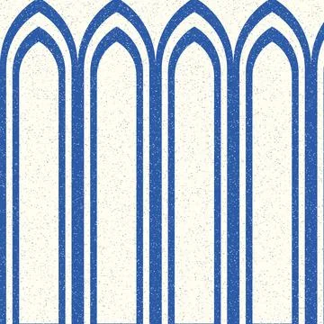 Gothic style pointed arch windows with blue and purple accents illustration Stock Illustration