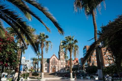 Gothic-style Saint Marks Cathedral (Iglesia San Marcos) by Gustave Eiffel in  Stock Photos