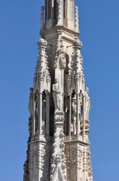 Gothic style statues of Doumo milan Stock Photos