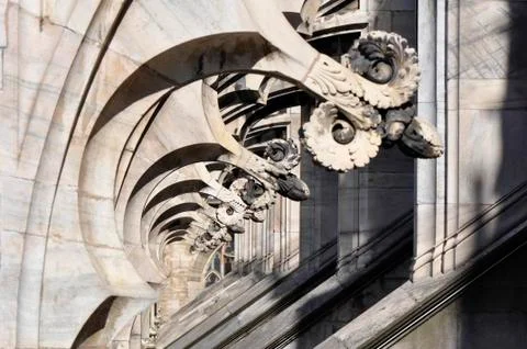 Gothic style statues of Doumo milan Stock Photos
