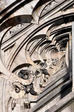 Gothic style statues of Doumo milan Stock Photos
