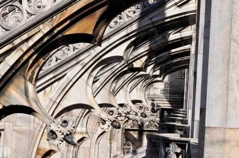 Gothic style statues of Doumo milan Stock Photos