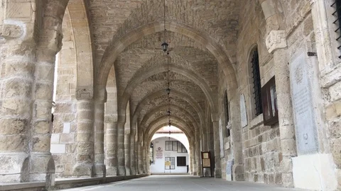 Gothic Style Stoa in Larnaca Stock Footage 89727314