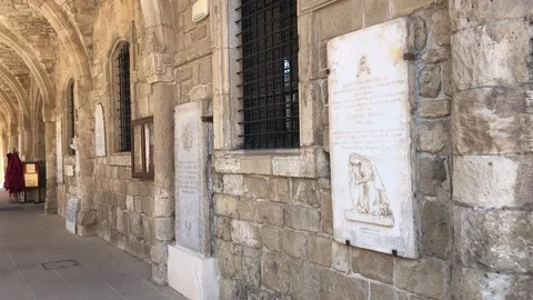 Gothic Style STOA at the South Side of Saint Lazarus Church in Larnaca Stock Footage 89716497