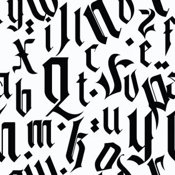 Gothic style vector pattern. Seamless calligraphy and lettering design. Stock Illustration