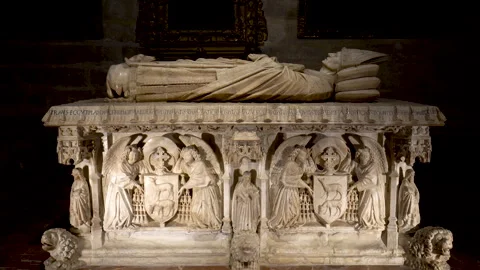 Gothic Tomb of Cardinal Juan de Cervantes, Seville Cathedral, Spain Vídeos de archivo 341324798