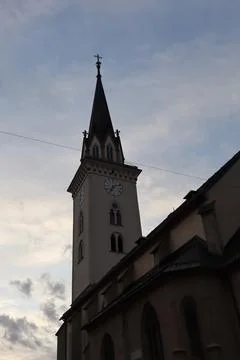 Gothic tower with a clock Fotos de archivo