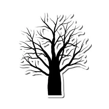 Gothic Tree Sticker Illustrazione stock