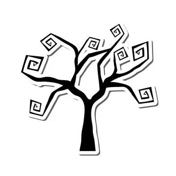 Gothic Tree Sticker Illustrazione stock