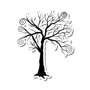 Gothic Tree Sticker Illustrazione stock