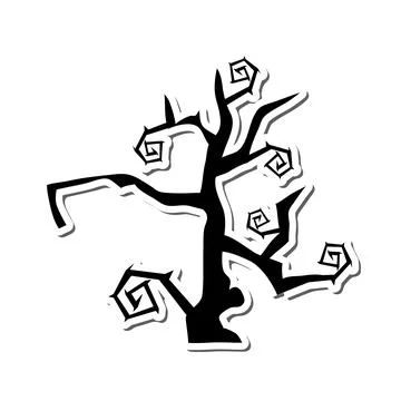 Gothic Tree Sticker Illustrazione stock