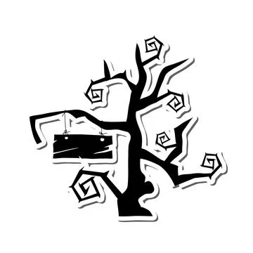 Gothic Tree Sticker Illustrazione stock