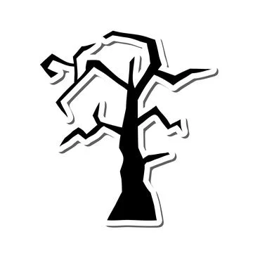 Gothic Tree Sticker Illustrazione stock