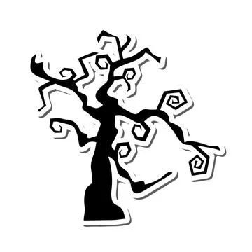 Gothic Tree Sticker Illustrazione stock