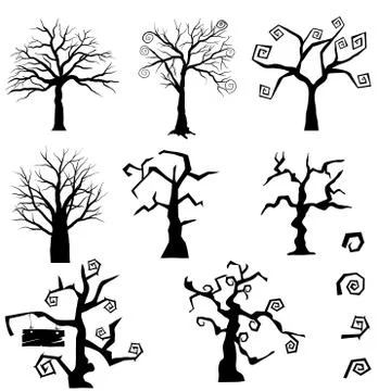 Gothic Trees Set Illustrazione stock