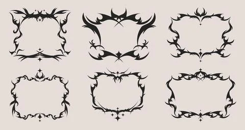 Gothic tribal frame set Stock Illustration