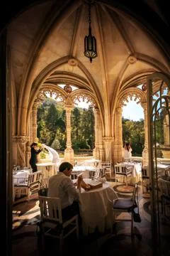 Gothic vault in restaurant Stock Photos