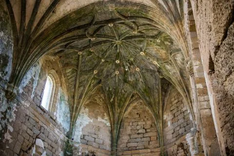 Gothic vaults of the abandoned convent of San Antonio de Padua 15th century Stock Photos