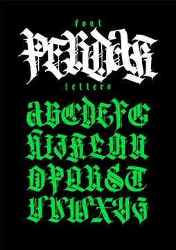 Gothic. Vector. Uppercase letters on a dark background. Beautiful and stylish Stock Illustration