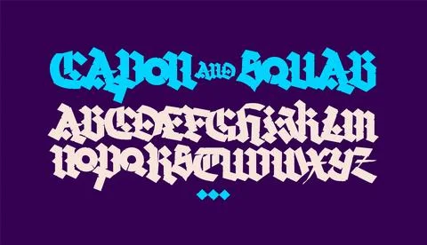 Gothic. Vector. Uppercase letters on a dark background. Beautiful and stylish Stock Illustration