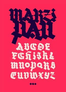 Gothic. Vector. Uppercase letters on a pink background. Beautiful and stylish Stock Illustration
