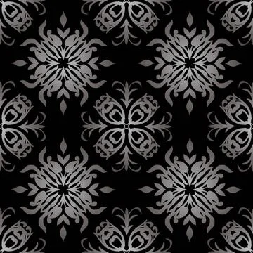 Gothic wallpaper Gothic style black and white seamless Illustrated wallpap... Stock Photos
