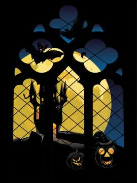 Gothic Window and Moon Stockillustratie