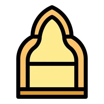 Gothic window with bold outlines and warm colors Stock Illustration