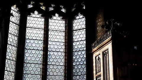 Gothic Window Dramatic Sunlight 库存影片 129041756