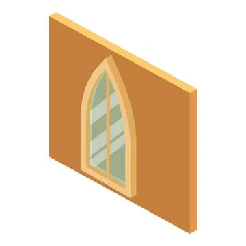 Gothic window icon, isometric style Stock Illustration
