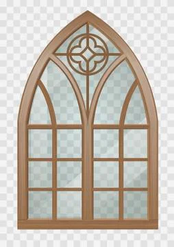 Gothic window of wood Stock Illustration
