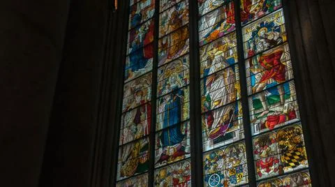 Gothic windows in Cologne Saint Peter Church Stock Photos