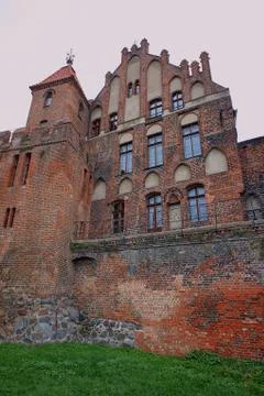 Gothic windows in medieval building Stock Photos