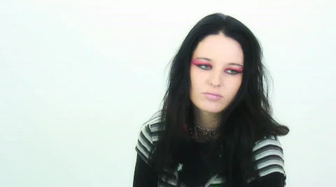 Gothy goofball girl - 3 - Heavy metal rhythm with horn sign Stock Footage