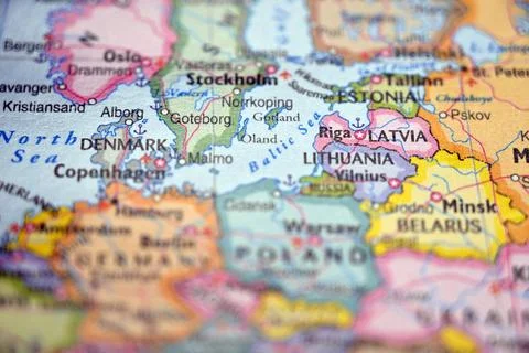 Gotland Highlighted on World Map with Soft Blur Defocused Background Minima.. Stock Photos