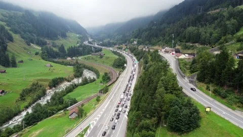 Gotthard Traffic Jam Stock-Footage 205807480