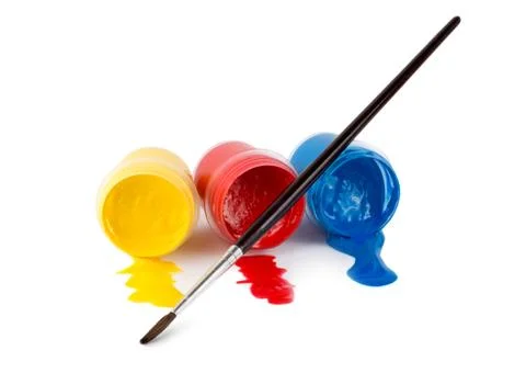 Gouache with brush Stock Photos