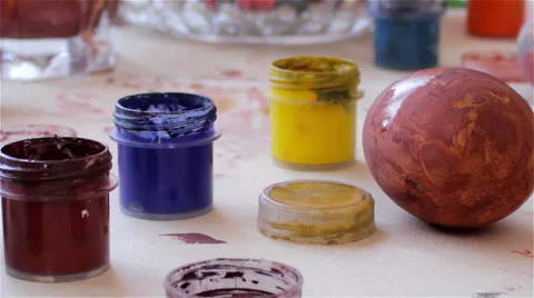 Gouache on table Stock Footage 48122764