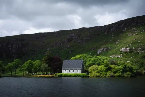 Gougane Barra - daytime, , Clouds rolling over mountains, timelapse Stock Footage 132299708