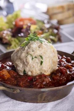 Goulash with a bread dumpling Stock Photos