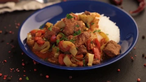 Goulash with rice 스톡 동영상 83008624