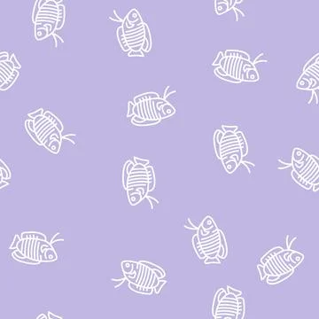 Gourami fish line seamless pattern Stock Illustration