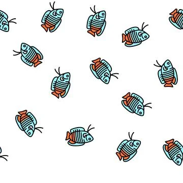 Gourami fish vector seamless pattern Stock Illustration