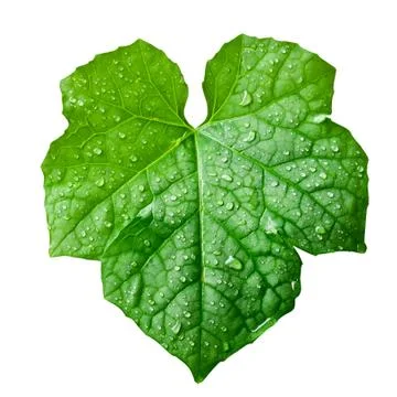 Gourd leaf with drop isolate Stock Photos