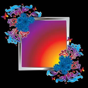 Gourdy frame colourful picture frame with a floral theme and butterflys Co... Stockfoto's