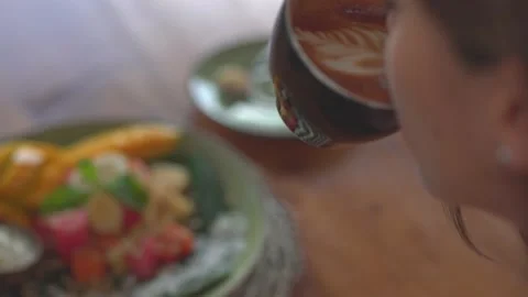 Gourmet breakfast in a cafe Stock Footage
